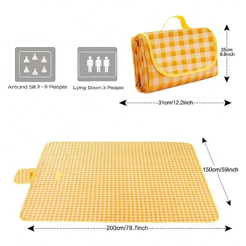 Picknickdeken 100×150 cm – Waterdichte Onderzijde & Compact Opvouwbaar