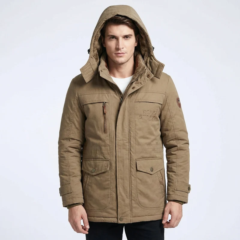 Gewatteerde Heren Parka Winterjas | Winddicht & Afneembare Capuchon