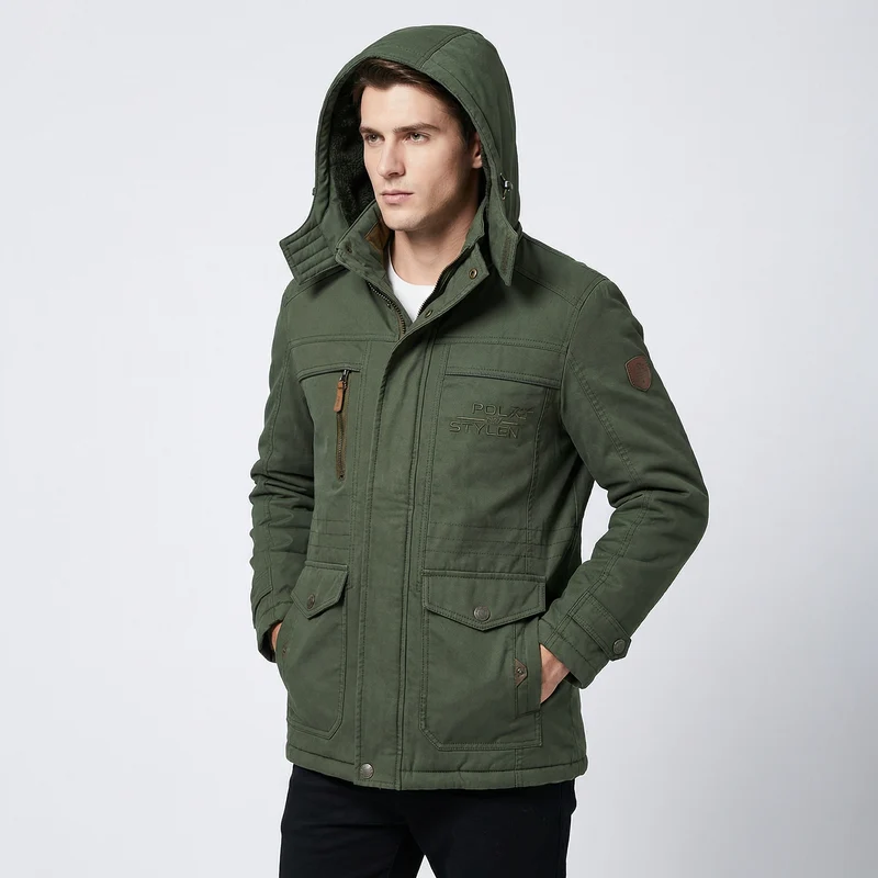 Gewatteerde Heren Parka Winterjas | Winddicht & Afneembare Capuchon
