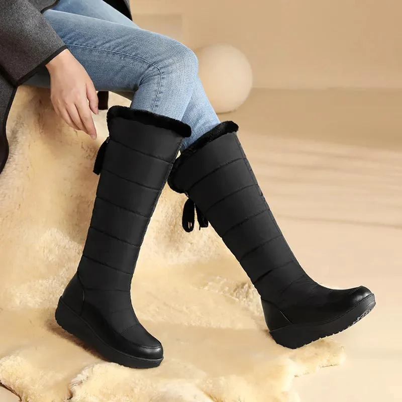 Solvéra Kniehoge Winterlaarzen Dames – Warm, Stijlvol & Met Bontvoering