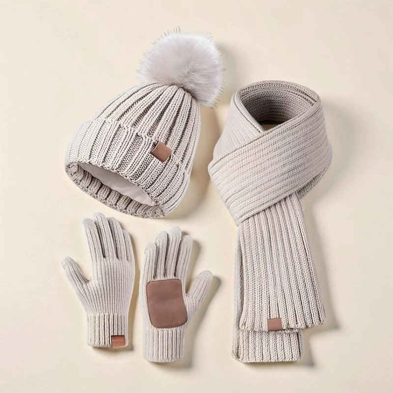 Dames Muts Winterset Sjaal Handschoenen Touchscreen Set Warm