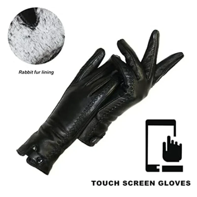 Universal timeless leather winter gloves