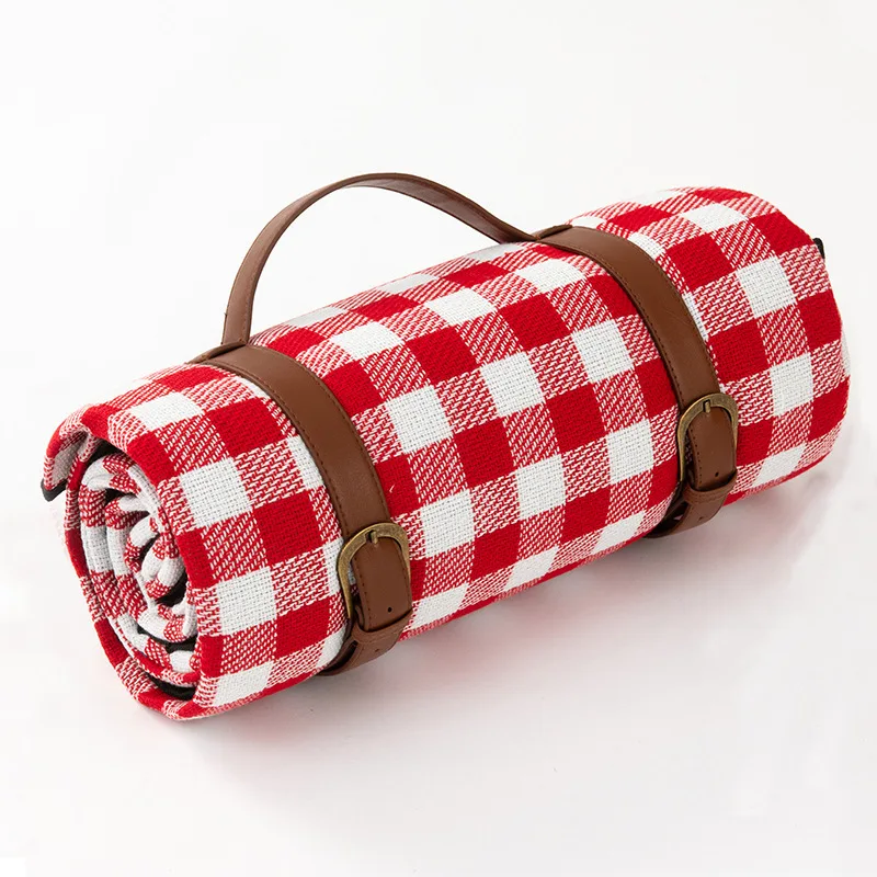 Compact Foldable Waterproof Picnic Blanket in Checkered Pattern