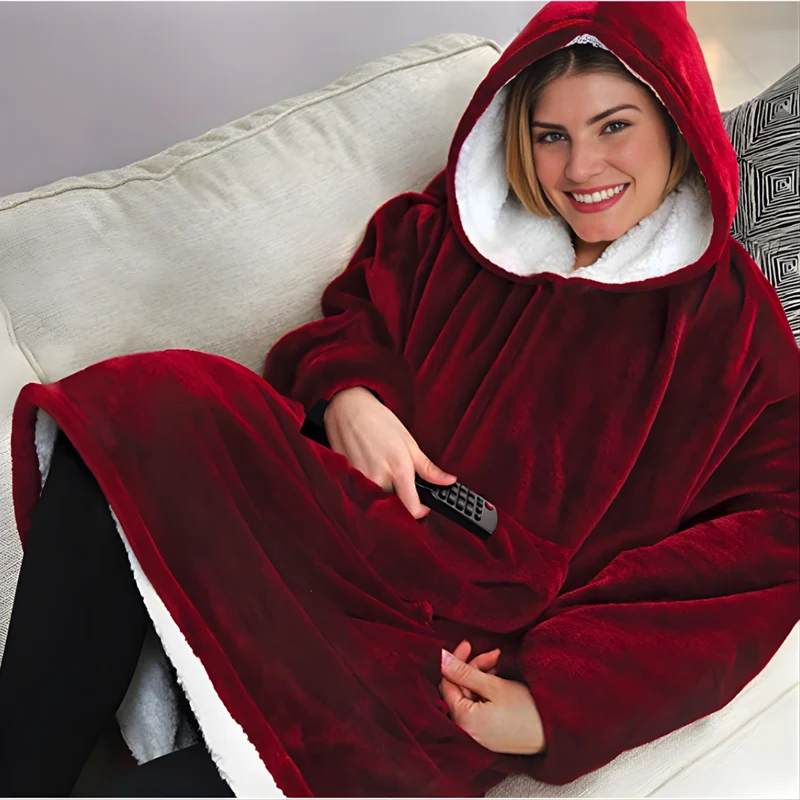 Fleece Hoodie Oversized Sherpa Reversible Warme Draagbare Deken