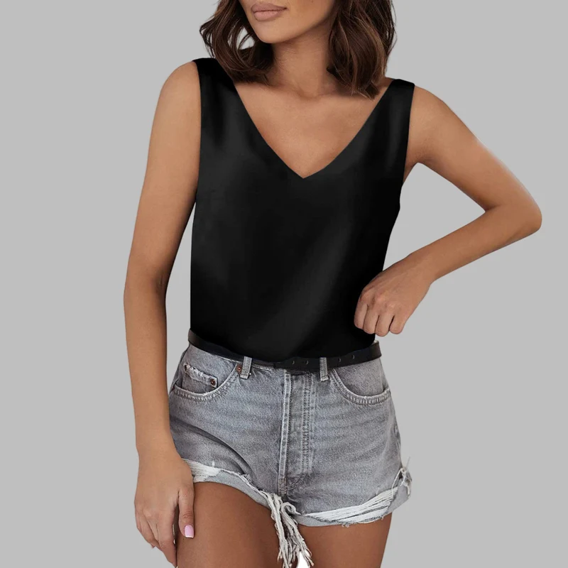 Celeste – Elegante Plus Size Tanktop met V-Hals en Golfrand