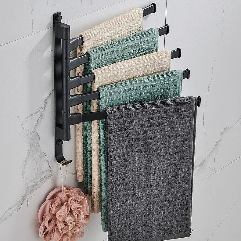 Tidyrack – Handdoekenrek met 5 draaibare armen in matzwart design
