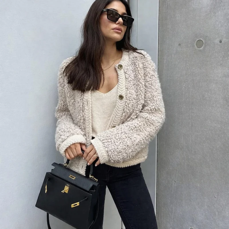 Overshirt Dames Jas Teddy Stijl Voorjaar Casual