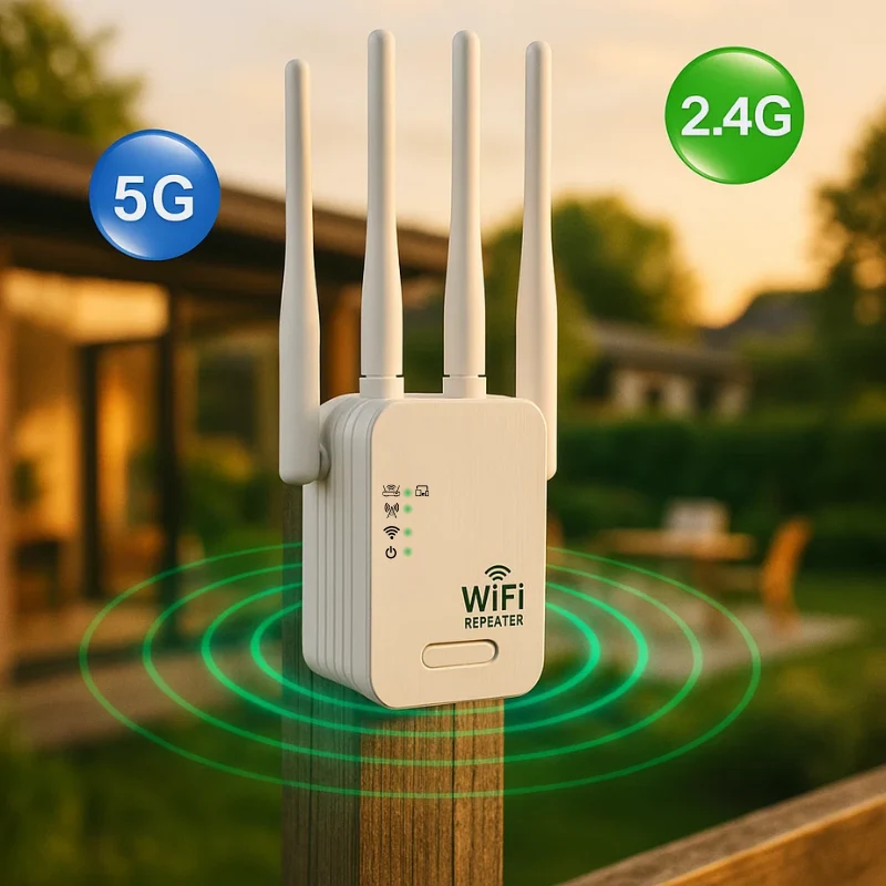 Dual-band WiFi signal booster 5G and 2.4G for home and garden